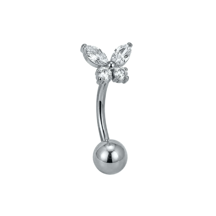 Titanium Floating Button Earring with Zirconia Butterfly (Titanium G23)