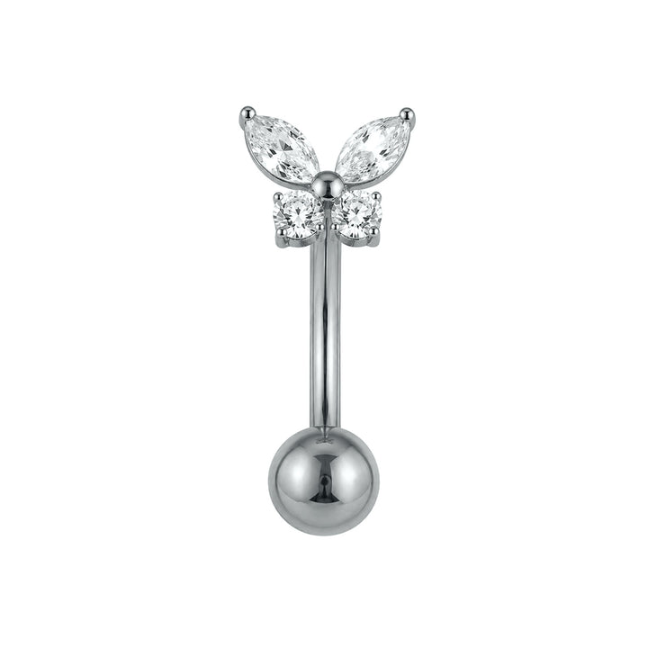 Titanium Floating Button Earring with Zirconia Butterfly (Titanium G23)