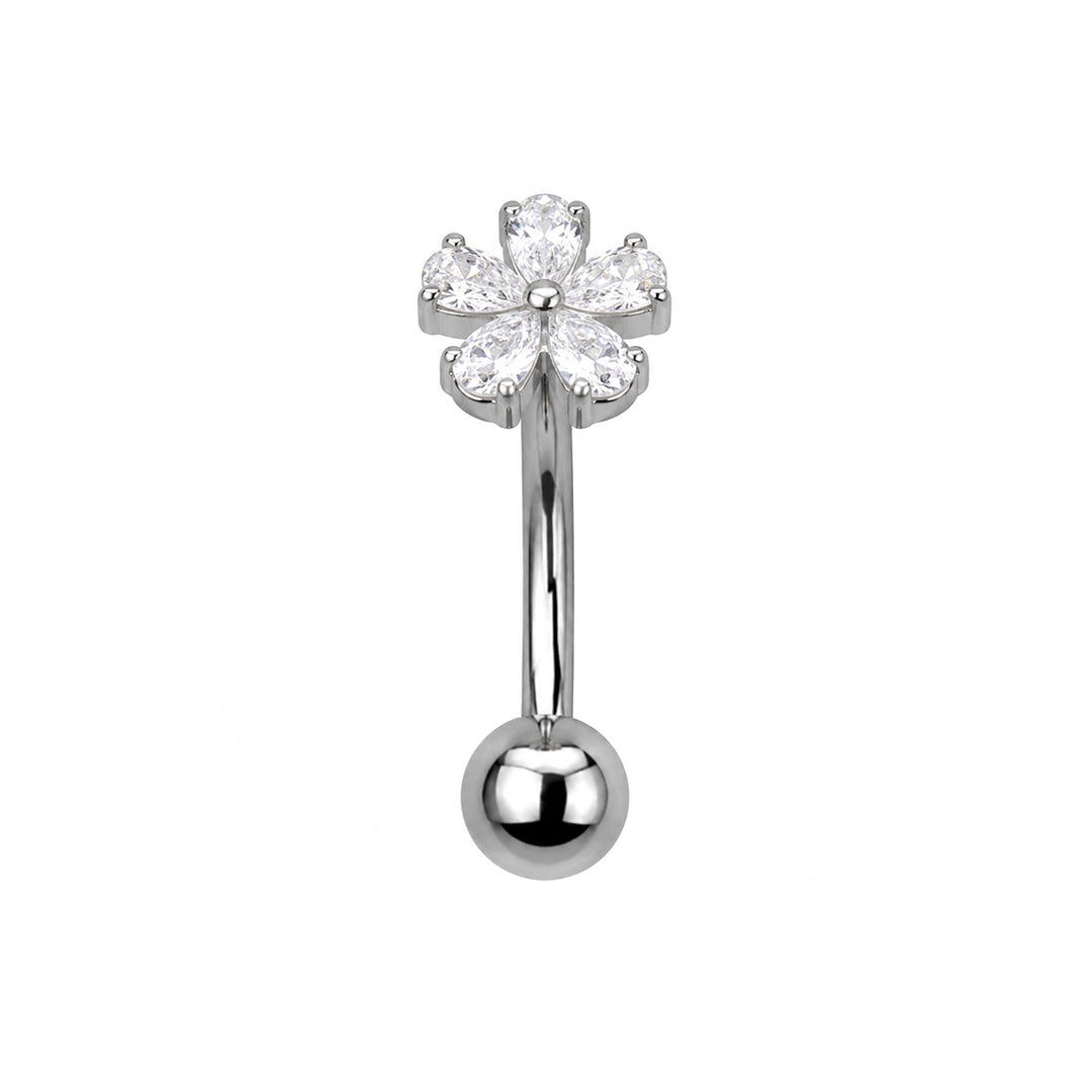 Titanium Floating Bead Necklace with Zirconia Flower (Titanium G23)