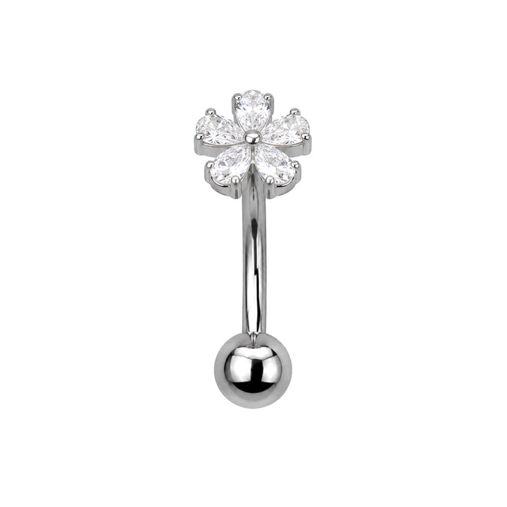 Titanium Floating Bead Necklace with Zirconia Flower (Titanium G23)