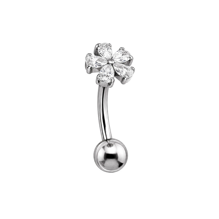 Titanium Floating Bead Necklace with Zirconia Flower (Titanium G23)