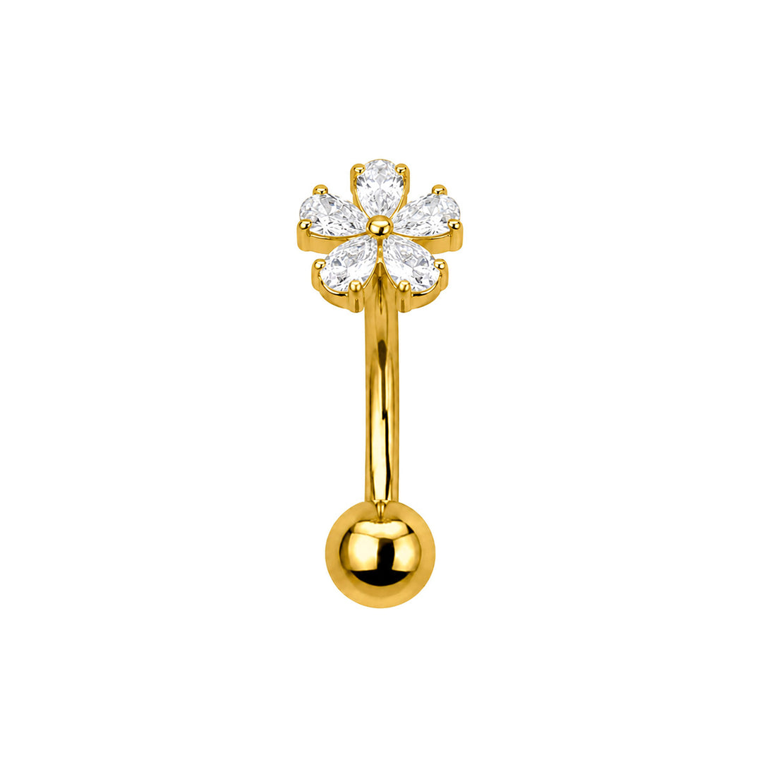 Kultainrn Titanium Floating Bead Necklace with Zirconia Flower (PVD Titanium G23)