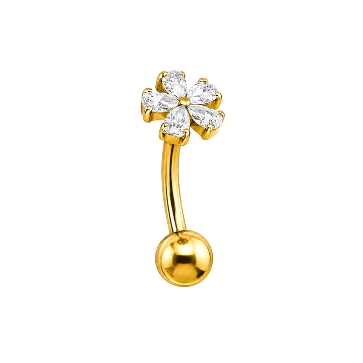 Kultainrn Titanium Floating Bead Necklace with Zirconia Flower (PVD Titanium G23)