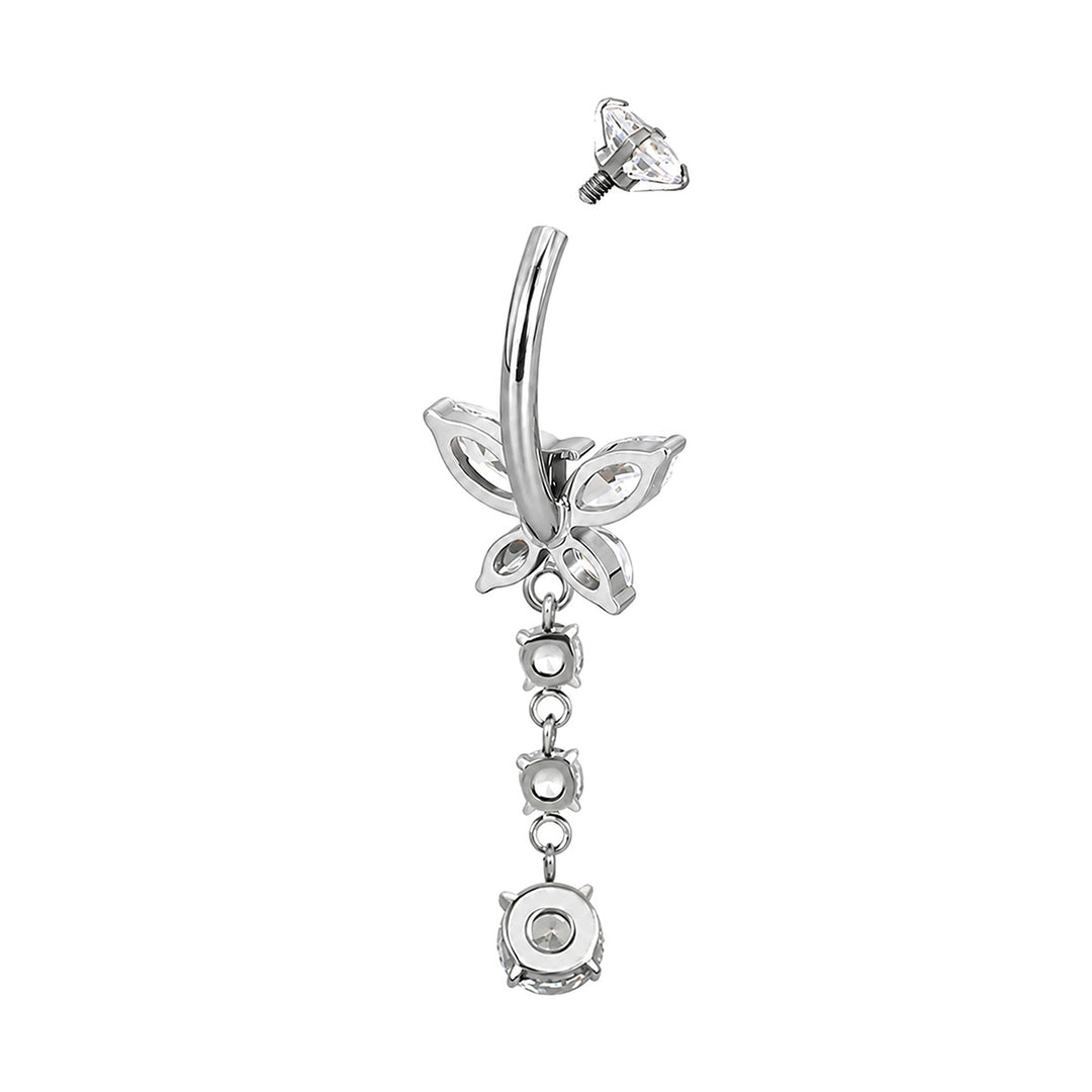 Dangle Titanium Earring with Zirconia Butterfly (Titanium G23)