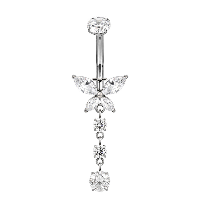 Dangle Titanium Earring with Zirconia Butterfly (Titanium G23)