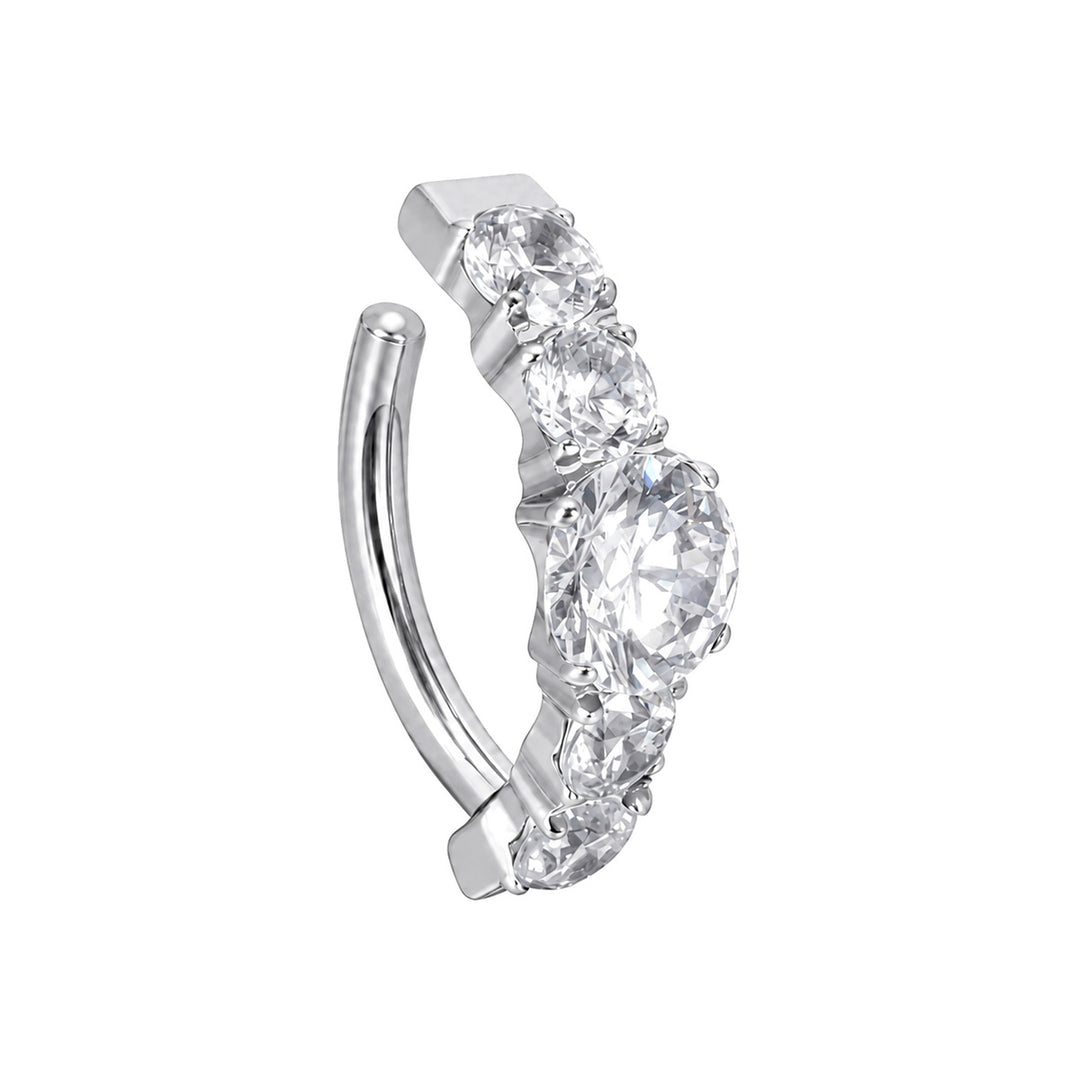 Titanium clicker bracelet with round cubic zirconia stones (Titanium G23)