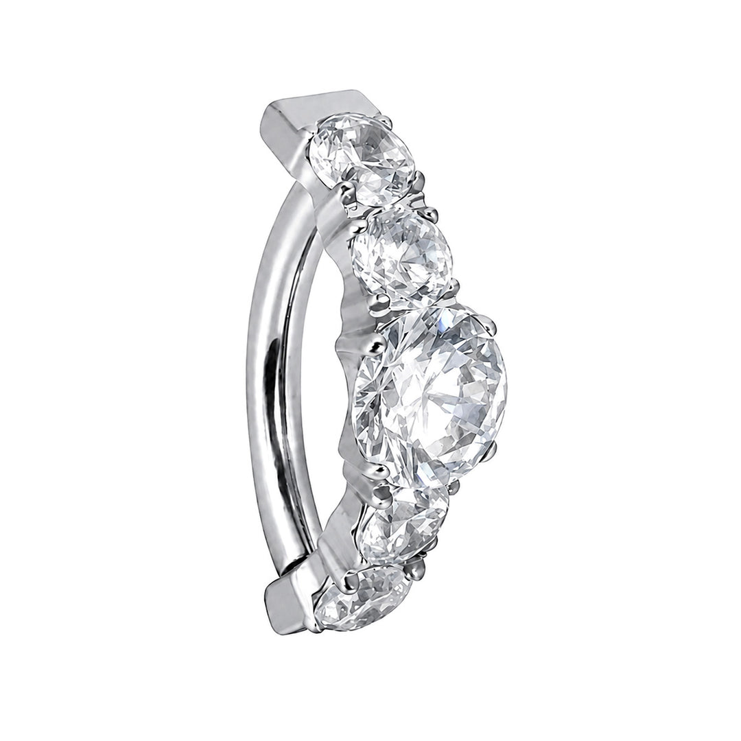 Titanium clicker bracelet with round cubic zirconia stones (Titanium G23)