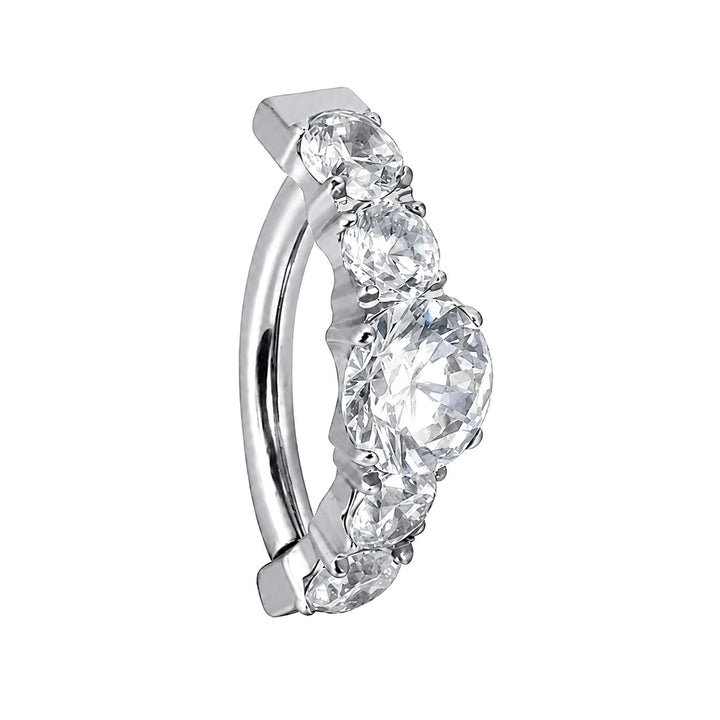 Titanium clicker bracelet with round cubic zirconia stones (Titanium G23)