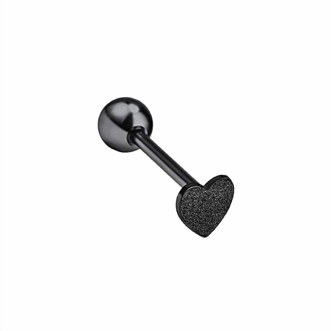 Sydän koristeinen kielikoru barbell 1.6mm 16mm (Teräs 316L)