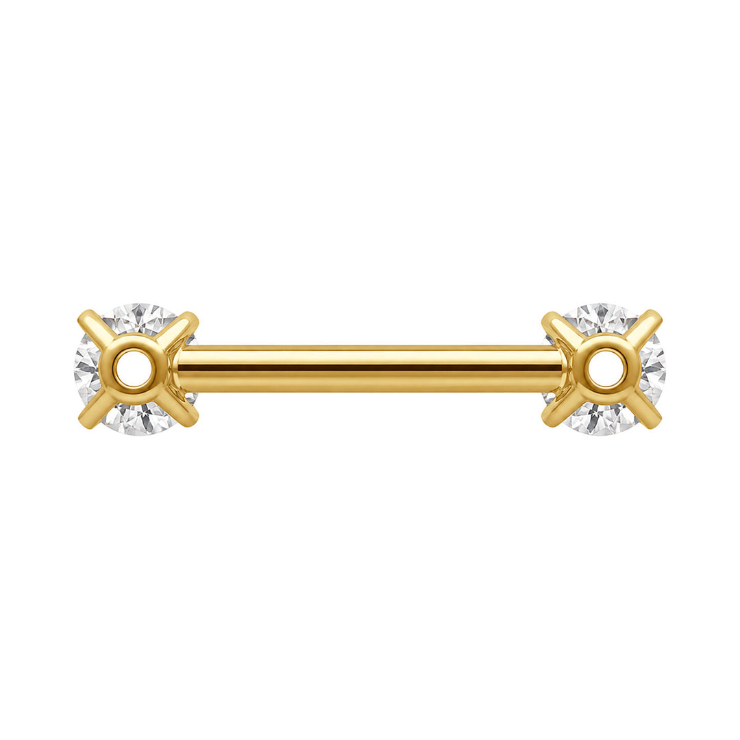 Gold nipple ring with zirconia stones (PVD Titanium G23)