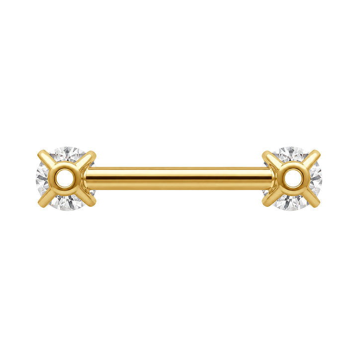 Gold nipple ring with zirconia stones (PVD Titanium G23)