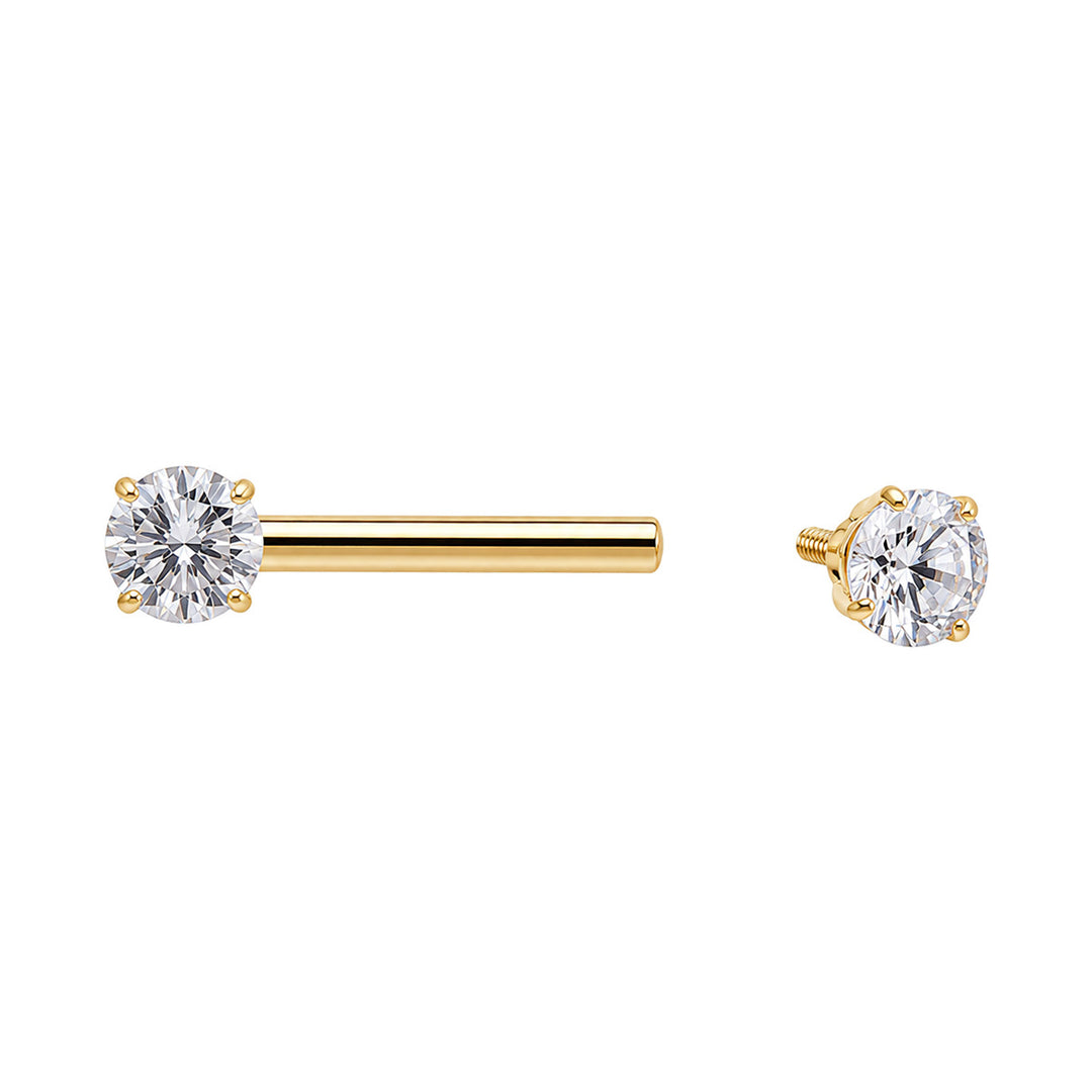 Gold nipple ring with zirconia stones (PVD Titanium G23)