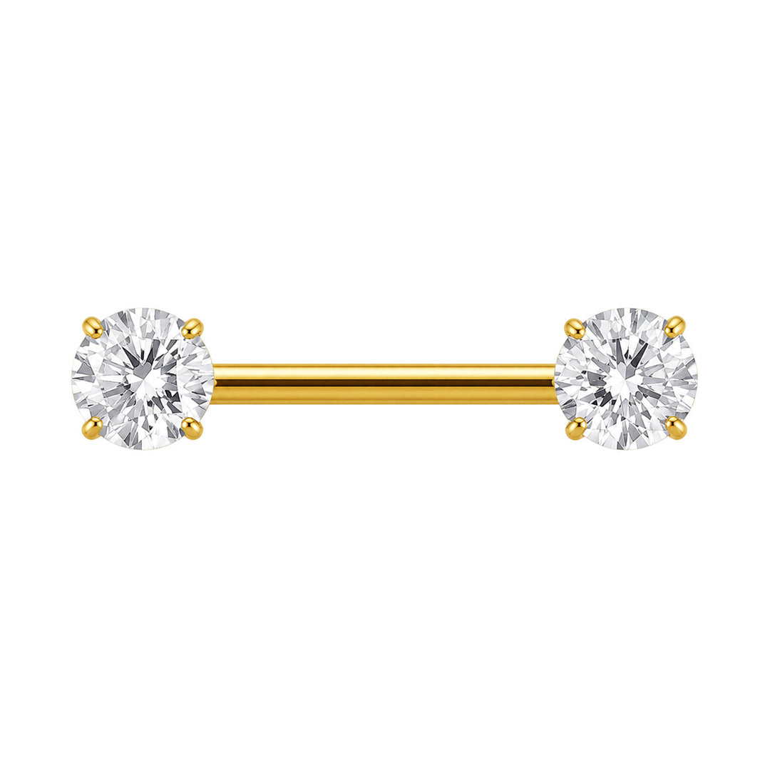 Gold nipple ring with zirconia stones (PVD Titanium G23)