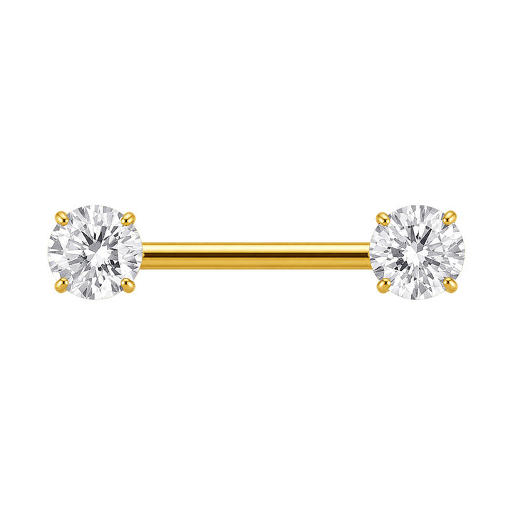 Gold nipple ring with zirconia stones (PVD Titanium G23)