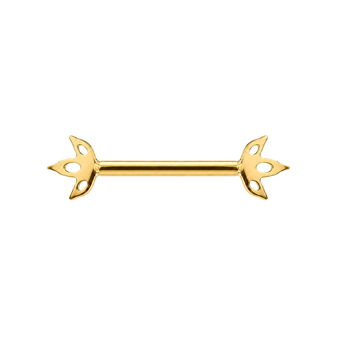 Gold-Plated Titanium Nipple Piercing with 3 Marquise-Cut Zirconia Stones (PVD Titanium G23)