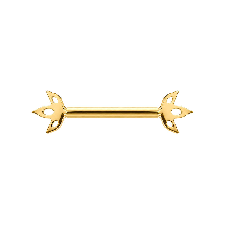 Gold-Plated Titanium Nipple Piercing with 3 Marquise-Cut Zirconia Stones (PVD Titanium G23)