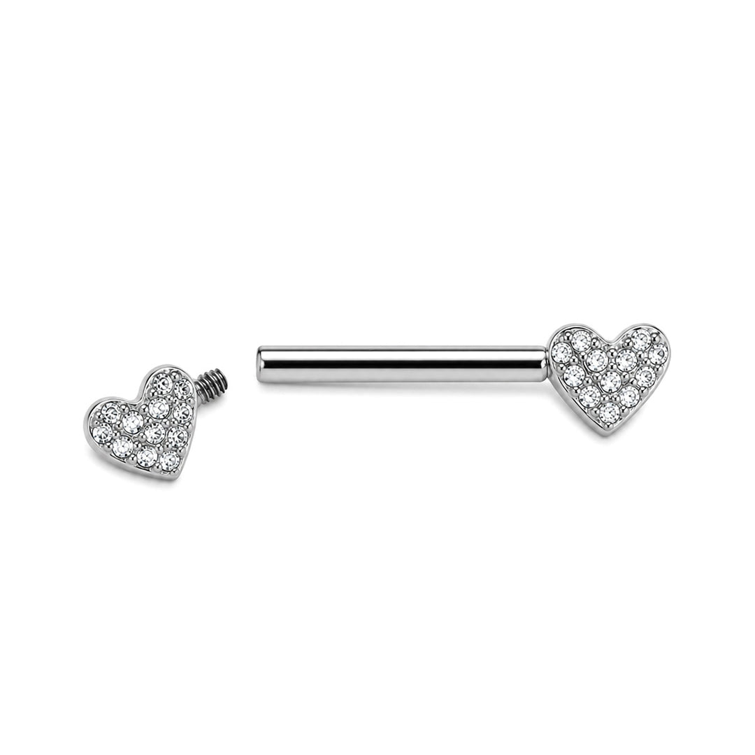 Heart-shaped nipple ring with zirconia stones (Titanium G23)