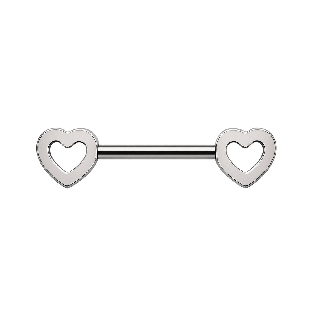 Heart-shaped nipple ring with zirconia stones (Titanium G23)