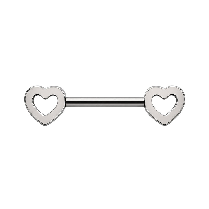 Heart-shaped nipple ring with zirconia stones (Titanium G23)