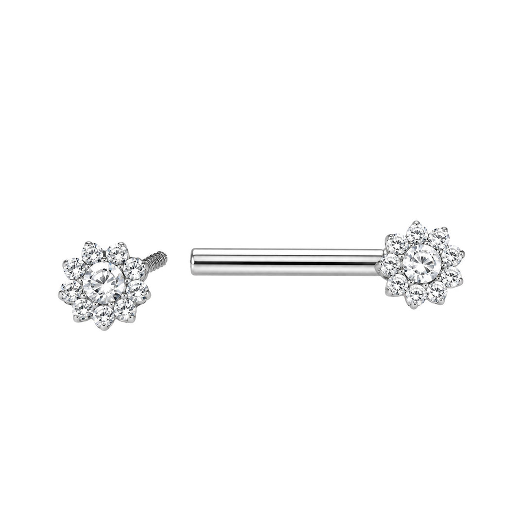 Titanium nipple ring with zirconia halo (Titanium G23)