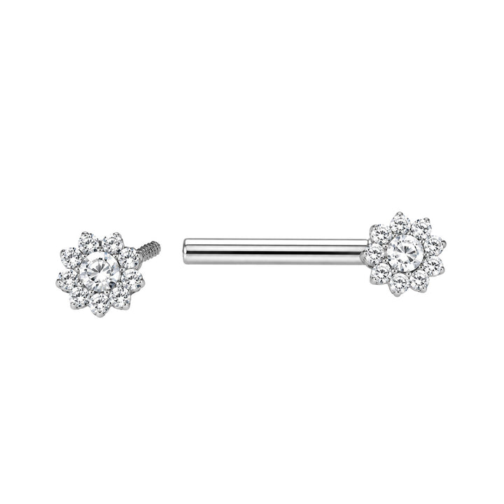 Titanium nipple ring with zirconia halo (Titanium G23)