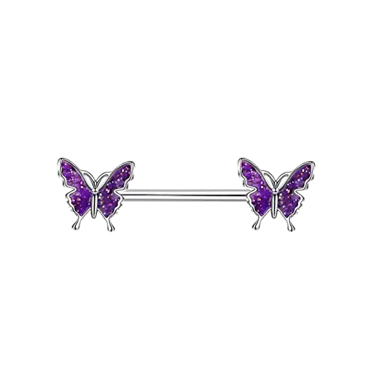 Colourful butterflies nipple bracelet 1.6mm 16mm (Steel 316L)