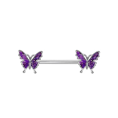 Colourful butterflies nipple bracelet 1.6mm 16mm (Steel 316L)