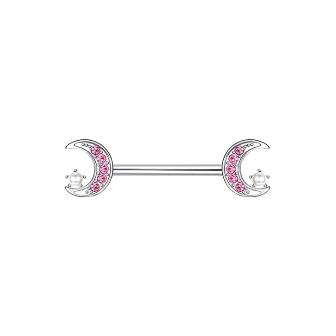 Pearl decorated moon nipple bracelet 1.6mm (Steel 316L)