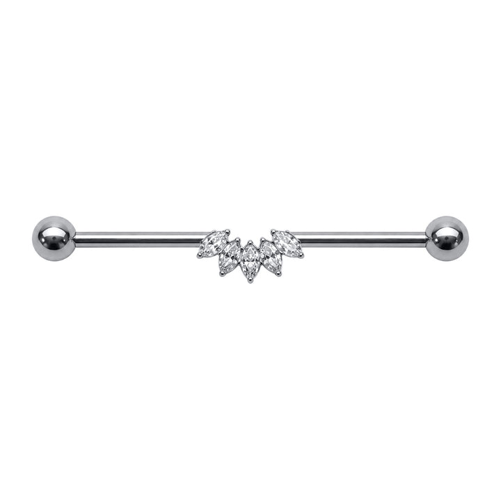 Titanium Industrial Jewelry Marquise-Cut Zirconia Stone (Titanium G23)