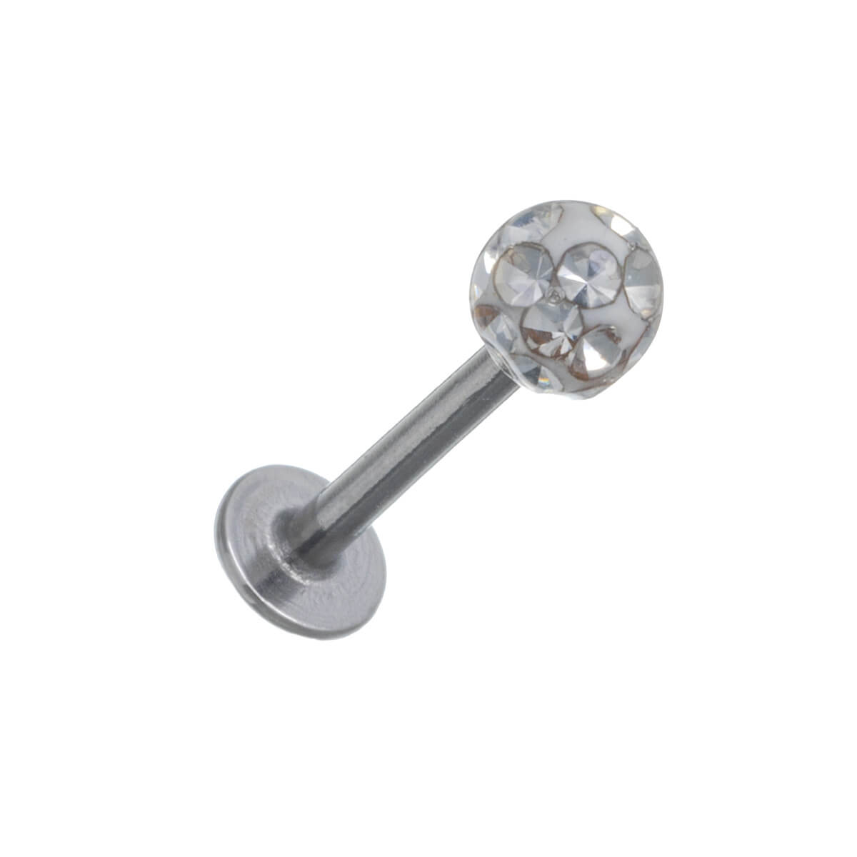 Glittering ball labret lip tube 1.2mm (Steel 316L)