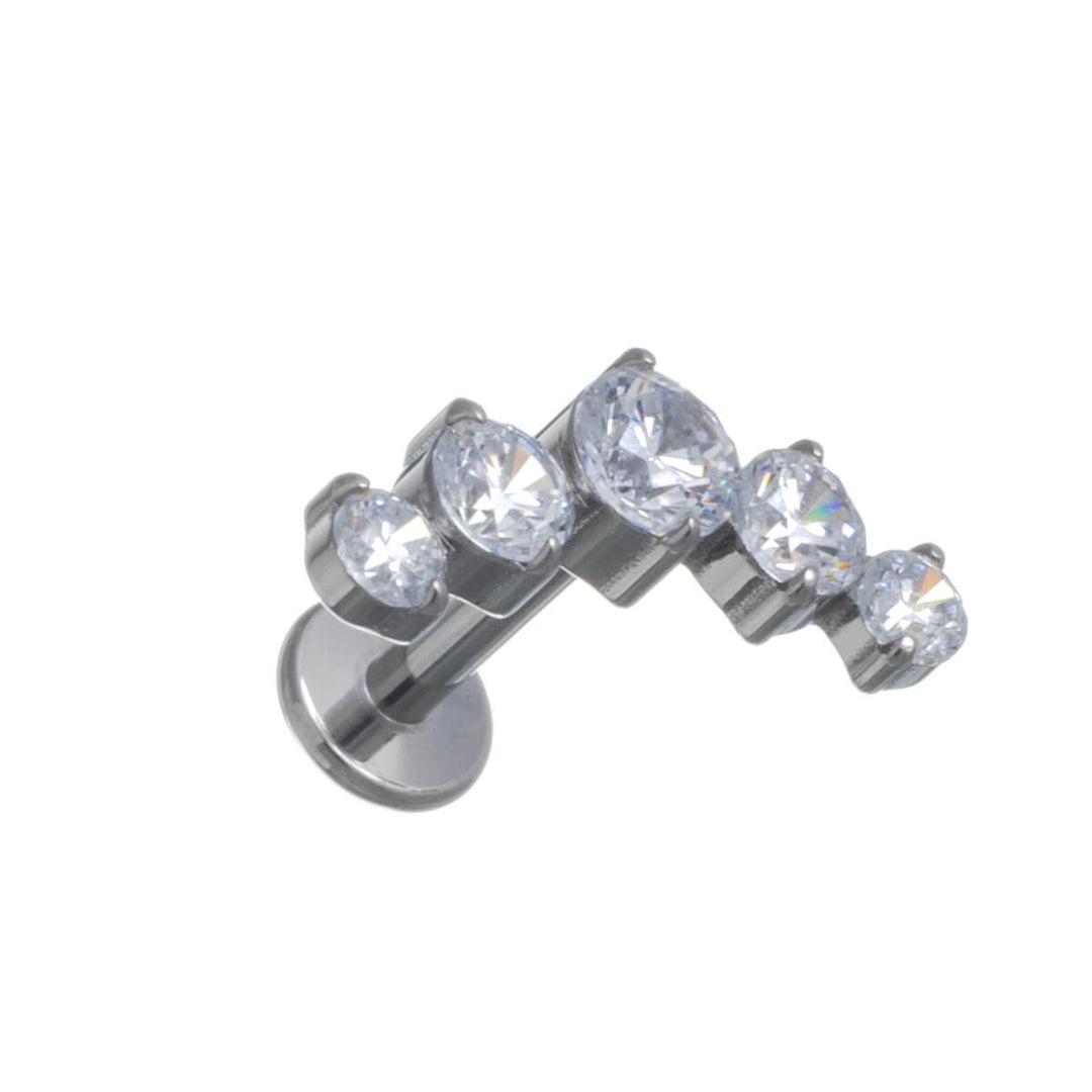 Titanium bracelet with curved zirconia labret 1.2mm (Titanium G23)