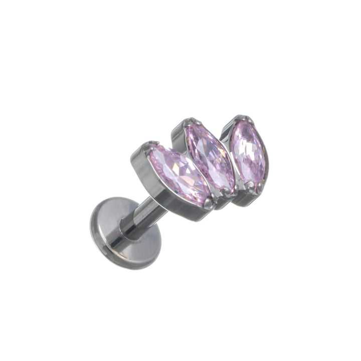 Titaani rustokoru 3 markiisi zirkonia labret 1.2mm (Titaani G23)