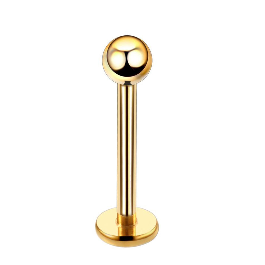 Gold plated labret jewelry pin 1.2mm (PVD Titanium G23)