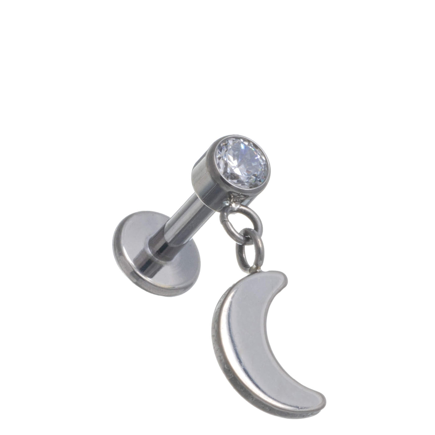 Moon pendant with rusticated zirconia labret 1.2mm (Titanium G23)