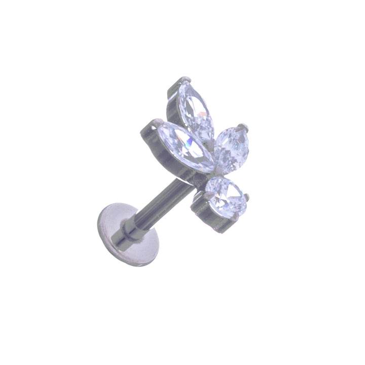 Titanium bracelet with marquise zirconia stones labret 1.2mm (Titanium G23)