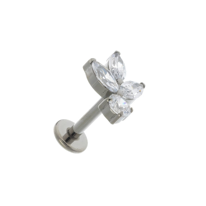 Titanium bracelet with marquise zirconia stones labret 1.2mm (Titanium G23)