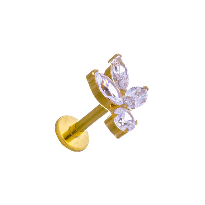 Titanium rustokoruisi marquise zirconia stones labret 1.2mm (PVD Titanium G23)