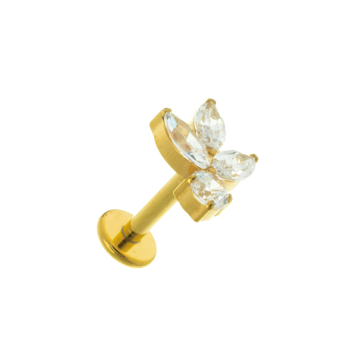 Titanium rustokoruisi marquise zirconia stones labret 1.2mm (PVD Titanium G23)