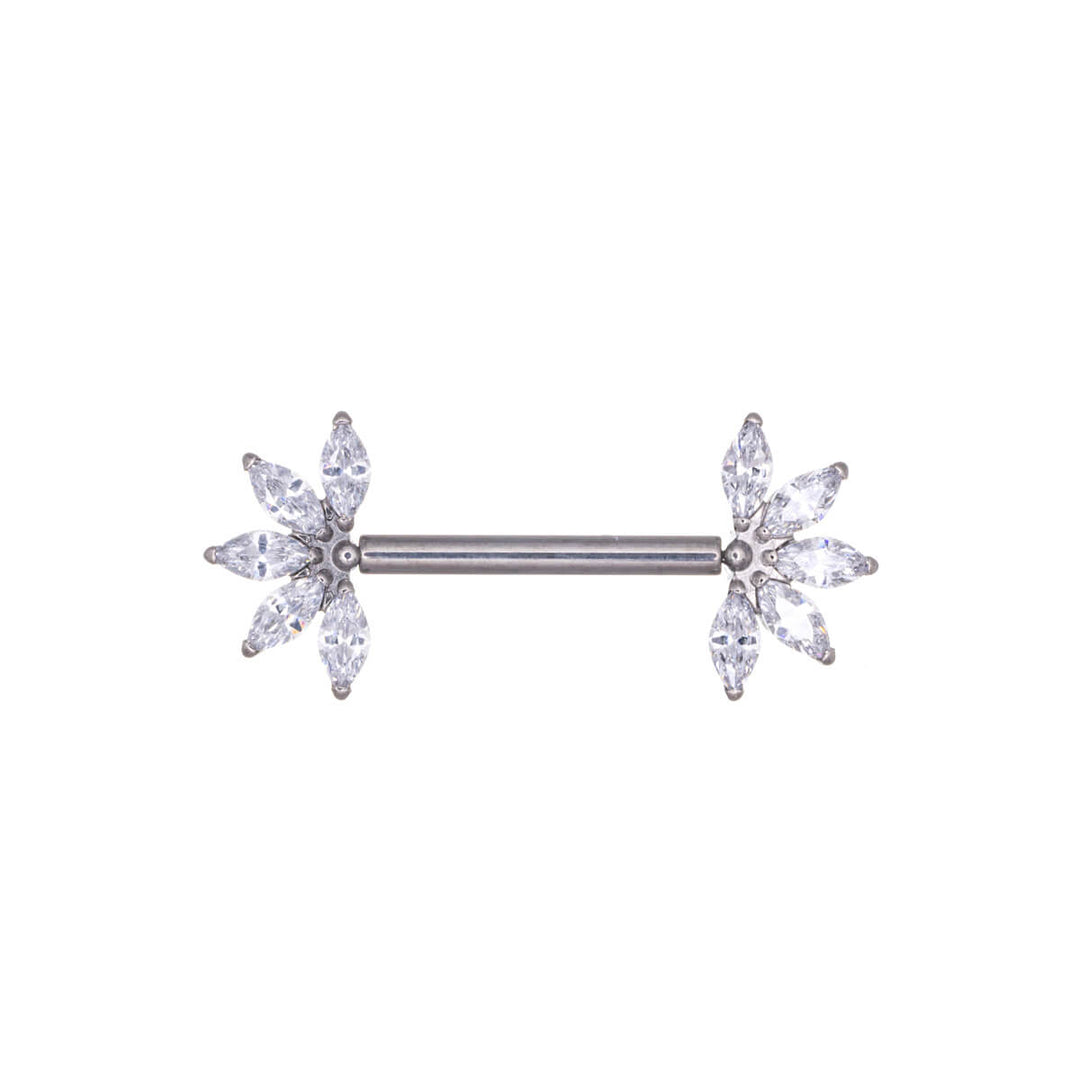 Zirconia push-in nipple bracelet Marquise 5 CZ (Titanium G23)