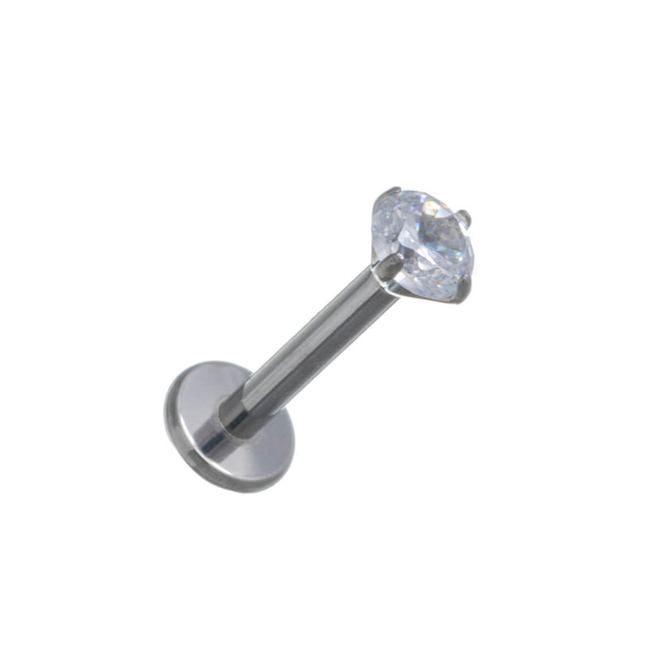 Labret zirkonia kivellinen huulikoru 1.2mm (Titaani G23)