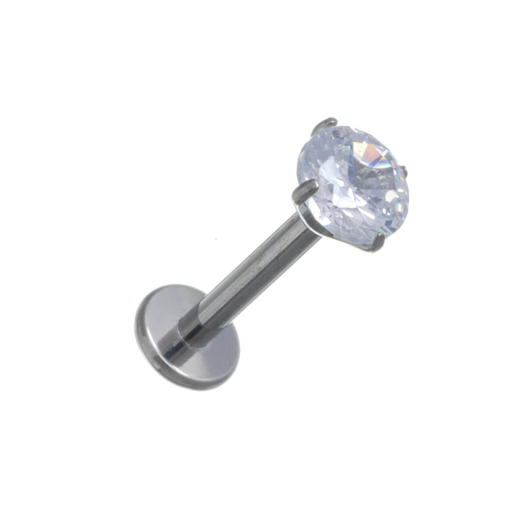 Labret zirkonia kivellinen huulikoru 1.2mm (Titaani G23)