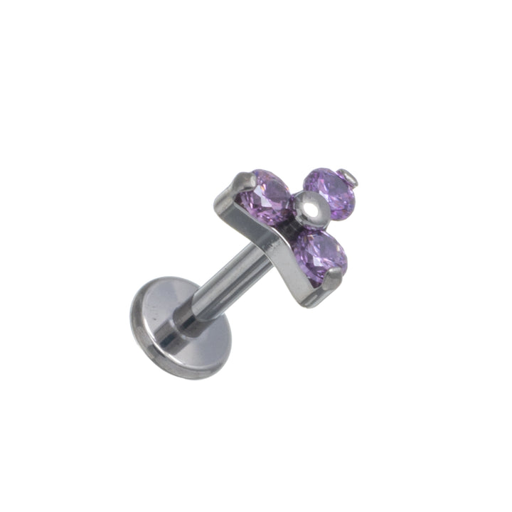 Kolmen zirkonia kiven kolmio rustokoru titaani labret 1.2mm (Titaani G23)