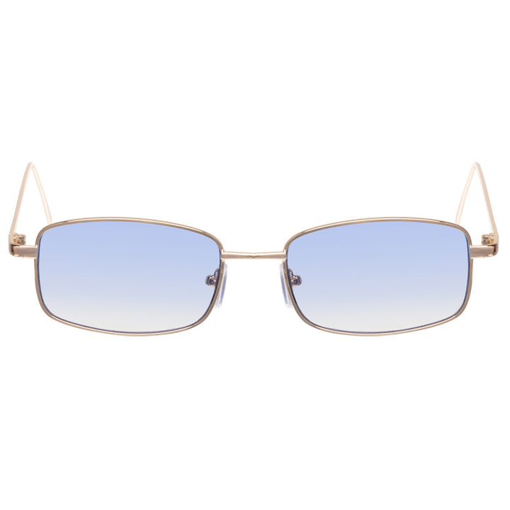 Low rectangular sunglasses with sliding coloured lenses