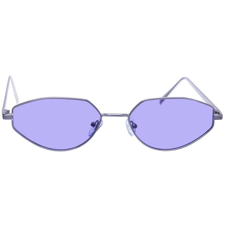 Angular oval sunglasses with metal frame