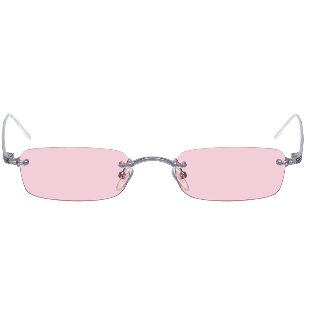 Low rectangular sunglasses without frames