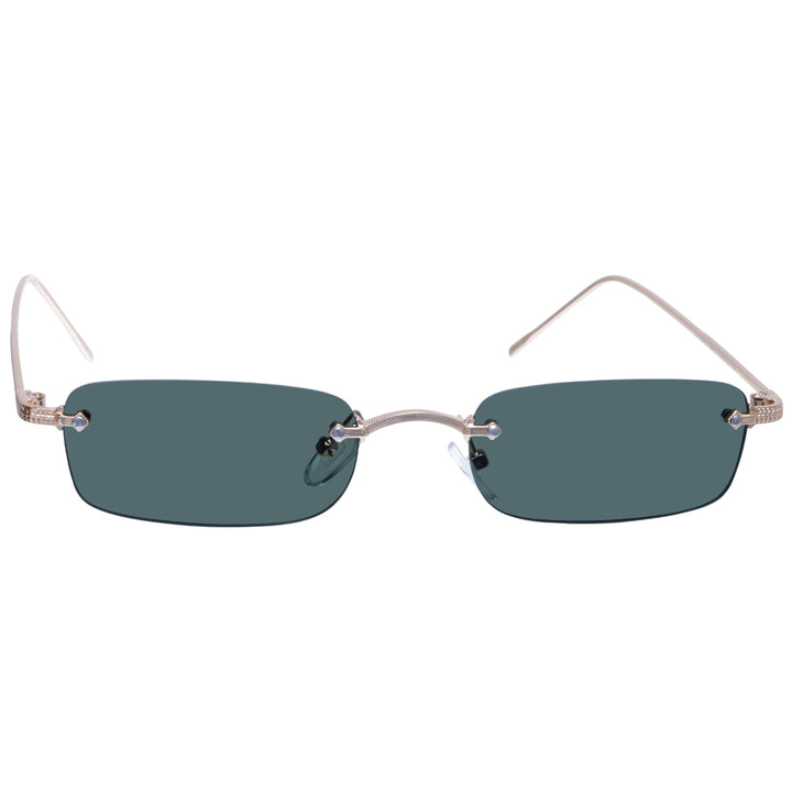 Low rectangular sunglasses without frames