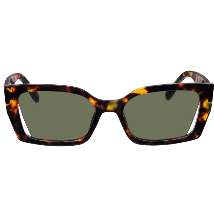 Rectangular angled sunglasses with open lens