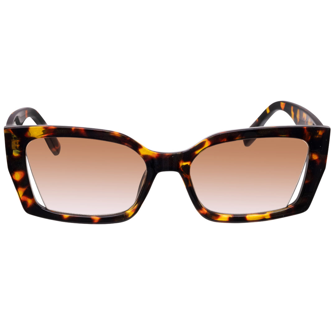 Rectangular angled sunglasses with open lens