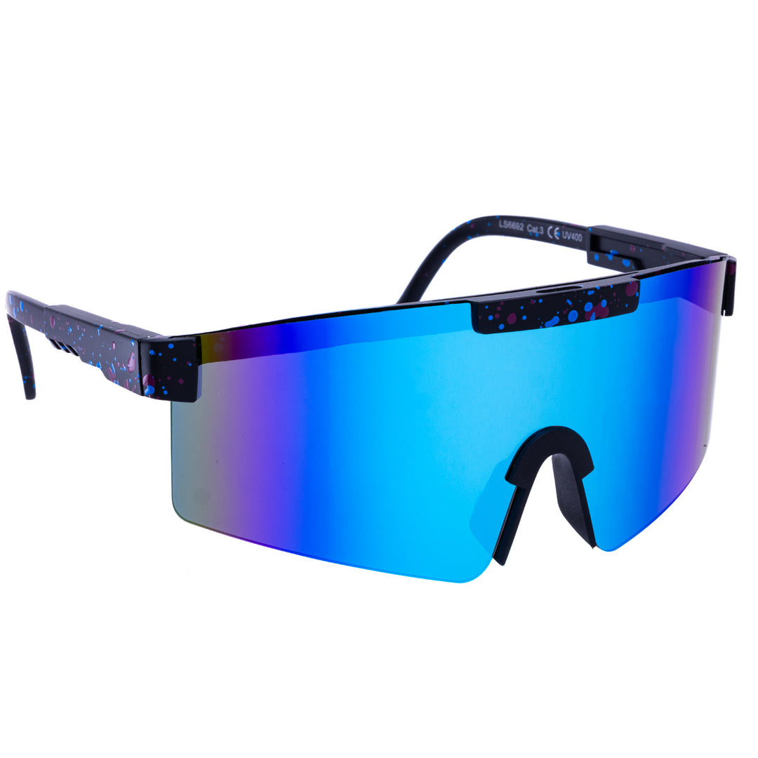 Sporty colorful sunglasses with mirrored lenses