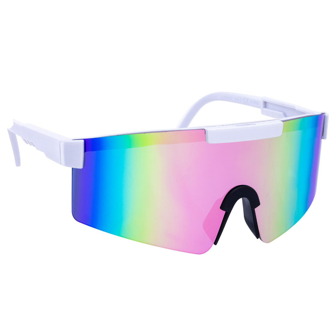 Sporty colorful sunglasses with mirrored lenses